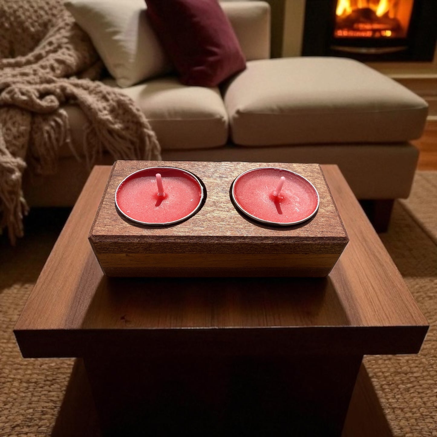 Four Handmade Hardwood Tea Light Holder