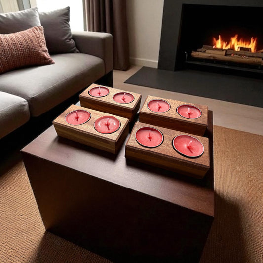 Four Handmade Hardwood Tea Light Holder